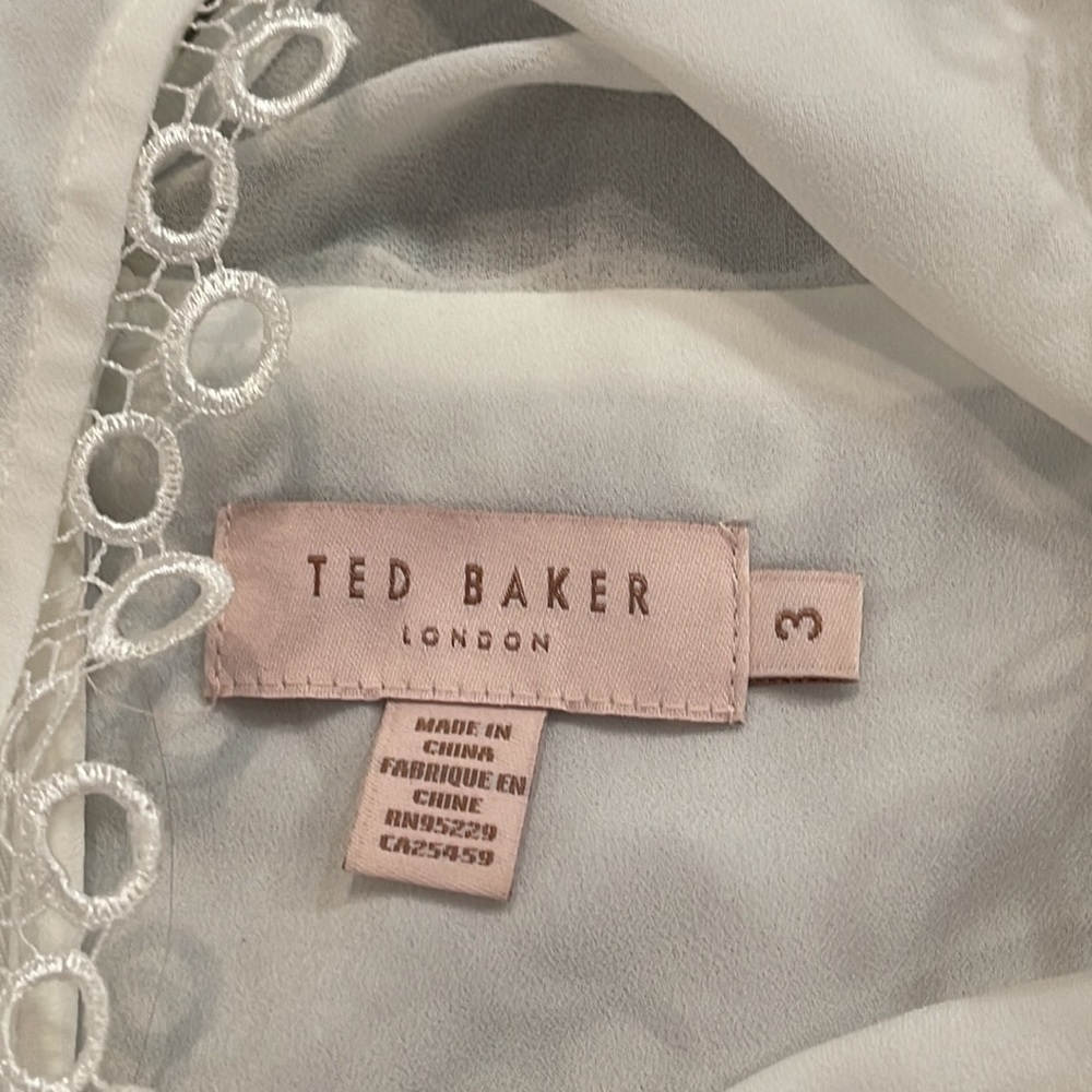 Ted Baker Women's Roobee Pintuck Detailing Long Sleeve Top - White sz 3 US 8 - Picture 9 of 11